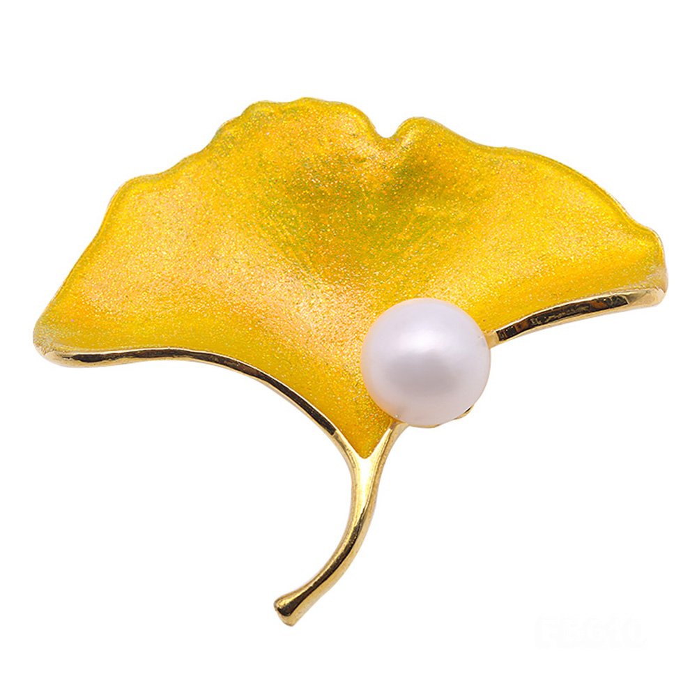 Broche Pin Fine Yellow Ginkgo-Style Freshwater Broches Pins Insignia