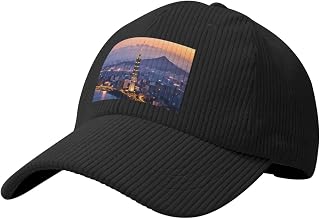 Corduroy Baseball Cap for Men & Women - Stylish Adjustable Hat for Cold Weather - Taipei Scenery Print