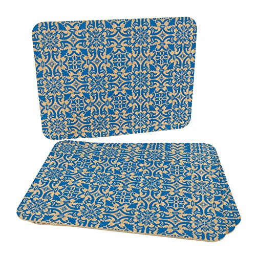 Cleverbrand Set de Table en liège agglo, Motif Ornements - rectangulaire (env. 40 x 30 cm, 3 mm d'épaisseur) - Lot de 4 pièces