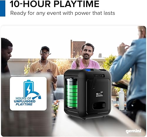 Miniatura 6 de Gemini - Altavoz Bluetooth estilo caja para fiestas con luces LED, woofer de 6.5 pulgadas, micrófono inalámbrico, graves profundos, emparejamiento