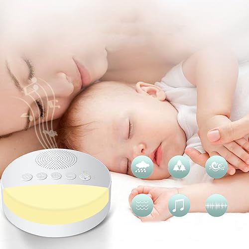 Miniatura 2 de Dispositivo de ruido blanco, máquina de dormir recargable por USB con luz nocturna, 20 sonidos relajantes y 3 ajustes de temporización, máquina