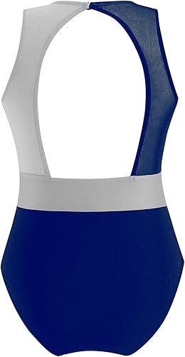 Miniatura 6 de JEATHA Leotardo de gimnasia para niñas y niñas con bloques de color recortado espalda descubierta ballet baile disfraz de rendimiento