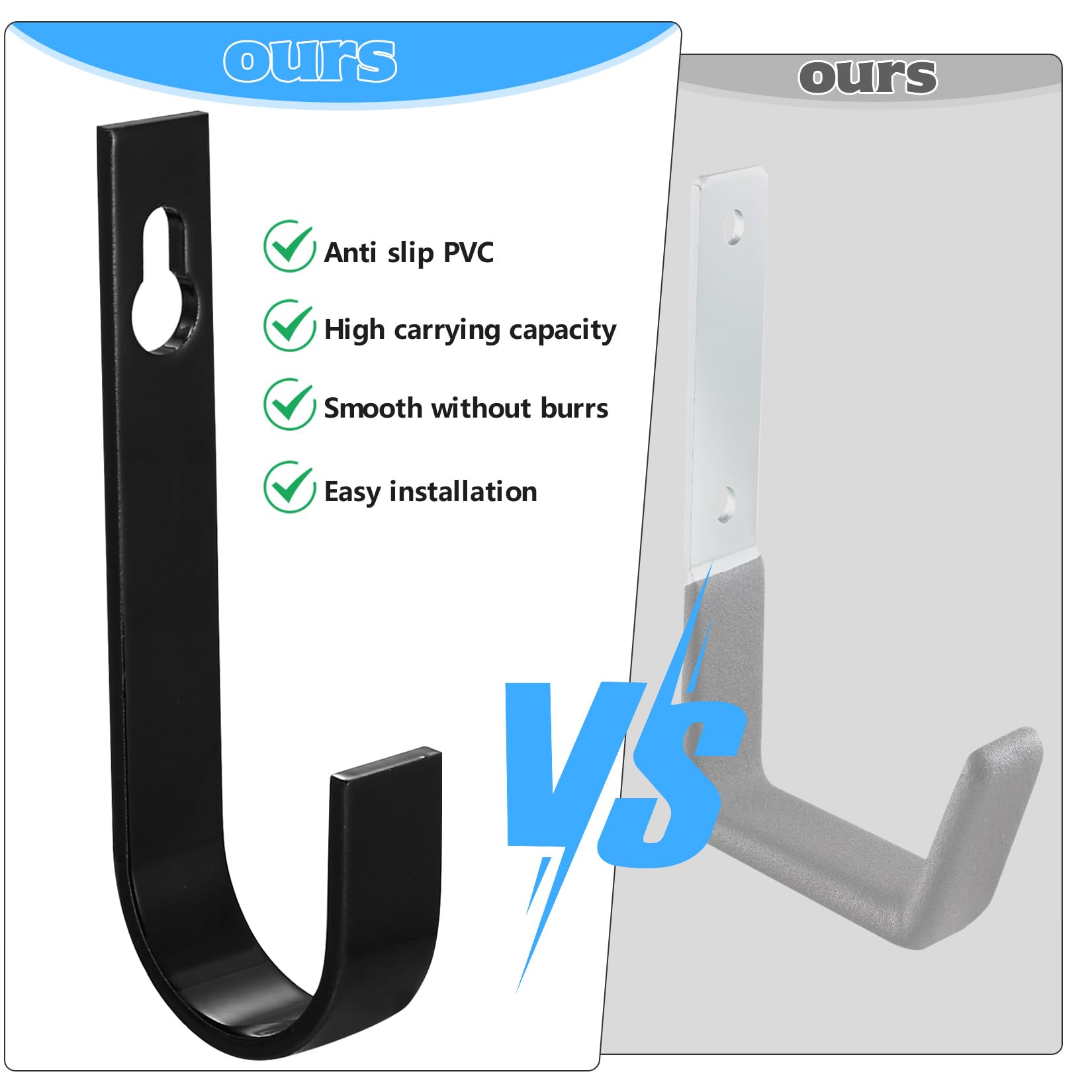 2 Ganci Da Parete Per Garage In Ferro - Porta Bici, Attrezzi O Sedie - Capacità 90 Kg, Con Protezione In PVC - 140 Mm - Foto 4