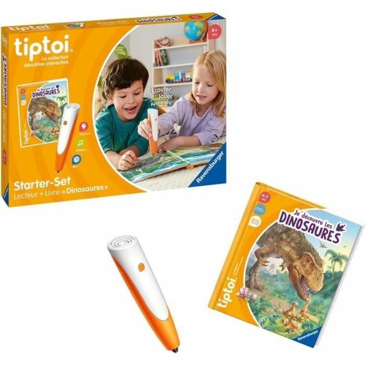 Ravensburger - tiptoi - Zestaw startowy - Czytnik + Książka "Odkrywam dinozaury" - Elektroniczna gra edukacyjna bez ekranu - Od 4 lat - wersja francuska - 00175