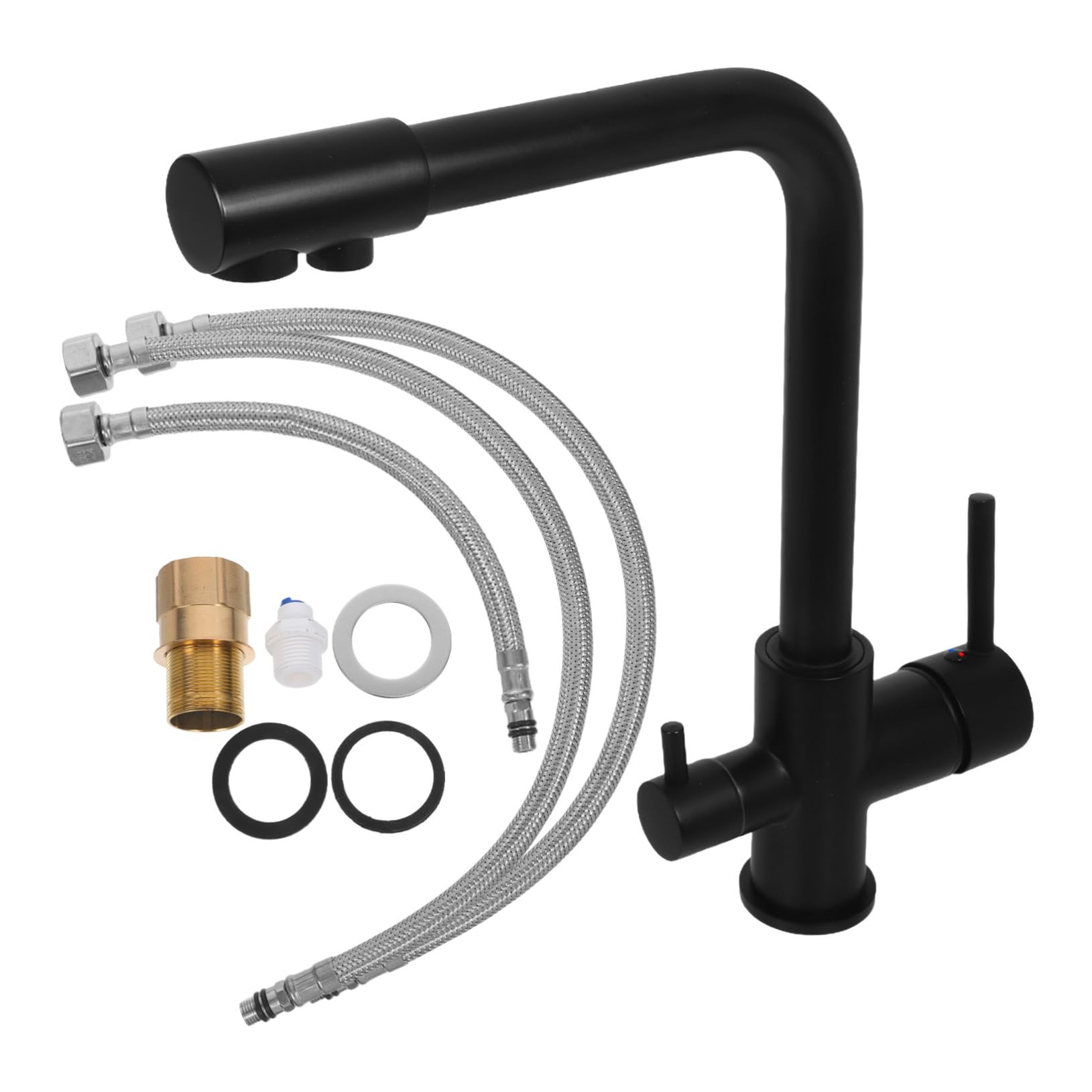 Grifo para Fregadero de Cocina de Cobre con Doble Rociador Negro