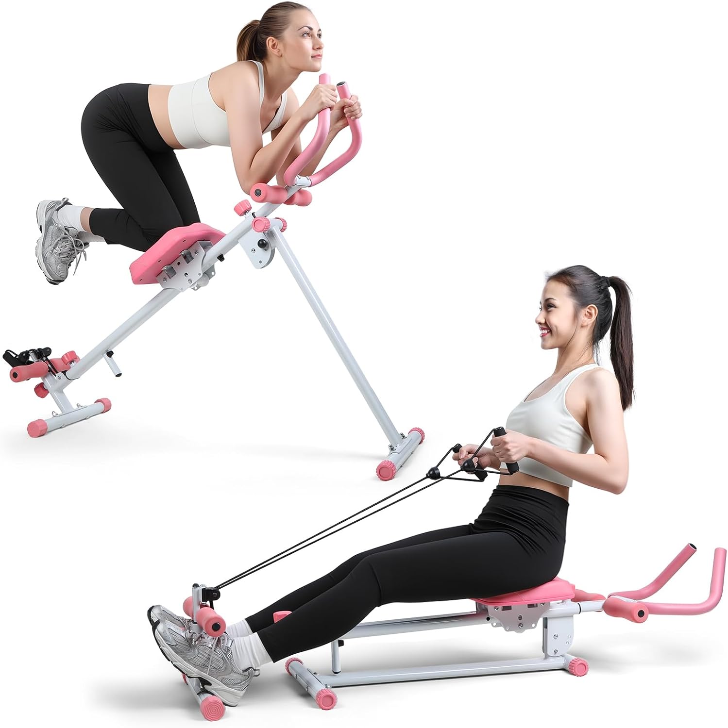 Ab Workout Equipment, Adjustable Ab Trainer Full Body Workout Exercise Fitness Equipment Ab Machine for Home Gym, Foldable Waist Trainer Suitable for Beginner