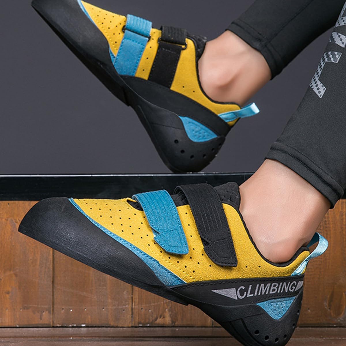 Men's Climbing Shoes Engineered Upper Slip-Resistant Bouldering Shoes Supportive Fit for Intermediate Indoor Outdoor