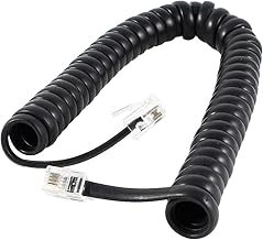 sourcing map Phone Cord for Landline, Telephone Handset Cable Coiled Wire RJ9 4P4C Connector, 2M 6.5Ft Length Uncoiled Phone Extension Cord Telephone Accessory for Use in Home or Office, Black