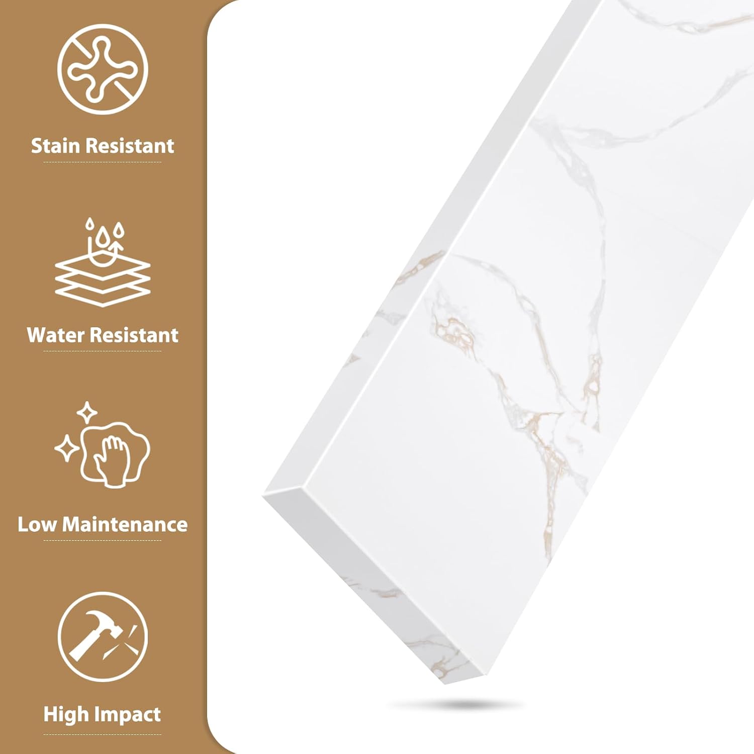 21 in. W x 4 in. H Sidesplash in Golden Calacatta, 21 Inch Universal Bathroom Vanity Sidesplashes, Quartz Side Splash for Bathroom Vanity Sink Top