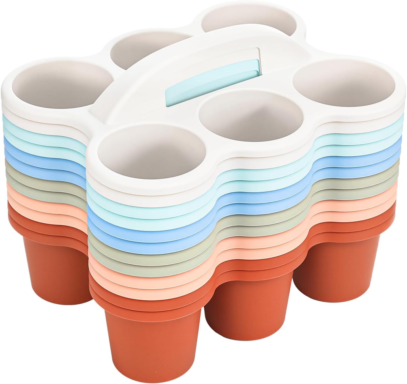 12 Pcs Classroom Caddy Bulk - Plastic 6 Compartments Table Storage Caddy with Handle for School Pencil, Crafts Marker, Crayon Art, Drink Cup Delivery