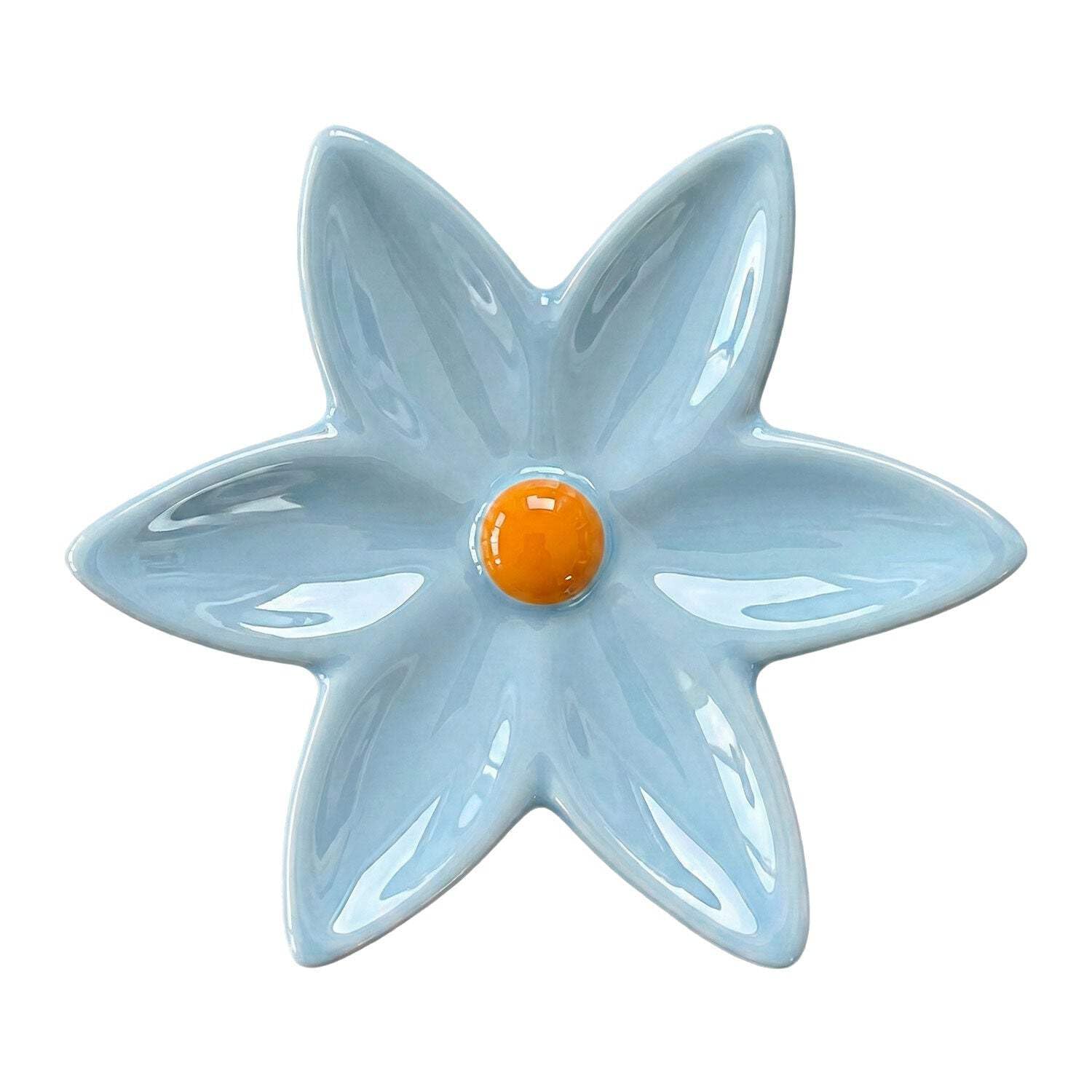 Fiore di Ninfea Appendino Azzurro in Ceramica per Radiatore, Portasciugamani a Forma di Fiore, Made in Italy
