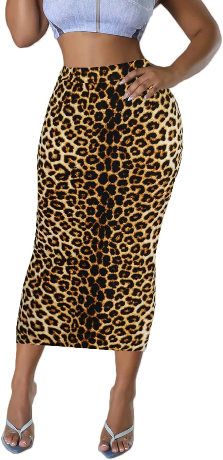 Women's Long Midi Pencil Skirt - High Waisted Bodycon Summer Casual Club Going Out Y2K Tight Skirts