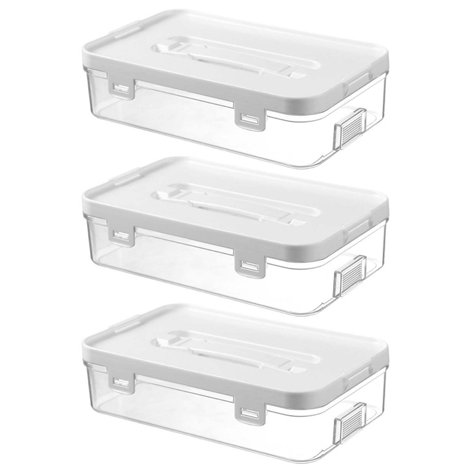 CAZSTYK Of 3 Versatile See Through Storage Solution Incorporating Lift Handles and Resistant Top for Efficient Item Organization Clear Container
