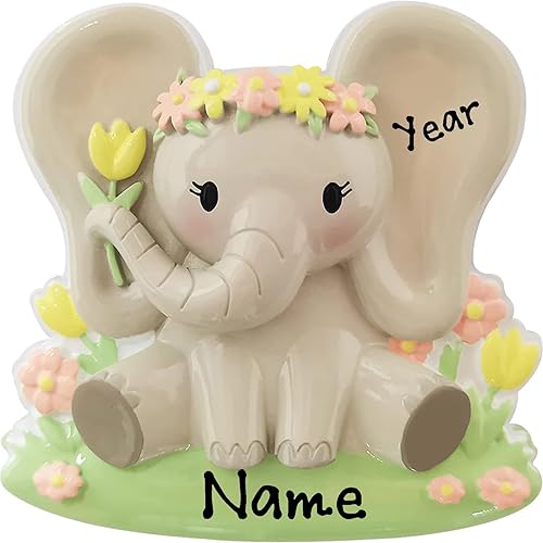 Miniatura 5 de Adorno colgante de árbol de Navidad personalizado para niño y bebé, elefante azul, elefante azul, primer adorno personalizado para amantes de los