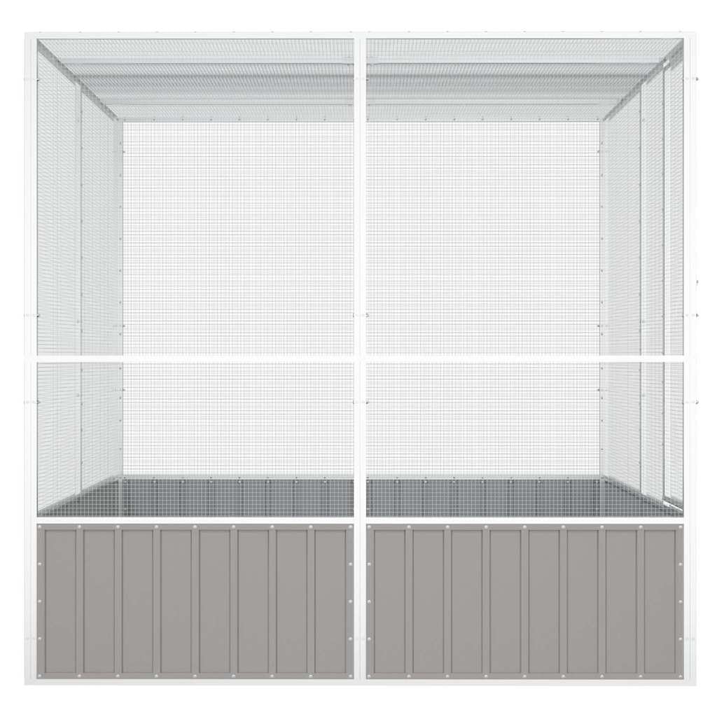 Vogelkäfig Grau 213,5x217,5x211,5 cm Verzinkter Stahl,Tier- & Haustierbedarf,Haustierbedarf,Vogelbedarf,Vogelkäfige & -ständer,Grau,56.05 kg-171552