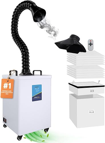 FumeClear Extractor de humo FC-2002 para grabador láser S1, D1 Pro de 10 W a 20 W, succión fuerte de 260 a 300 mh, bajo ruido con 12 filtros,