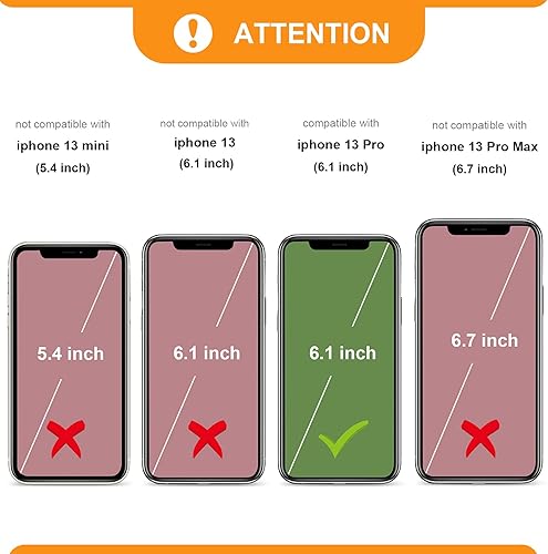 Miniatura 2 de Bocasal Funda tipo cartera con bloqueo RFID para iPhone 13 Pro, funda cruzada ajustable con cremallera, tarjetero con función atril y correa de