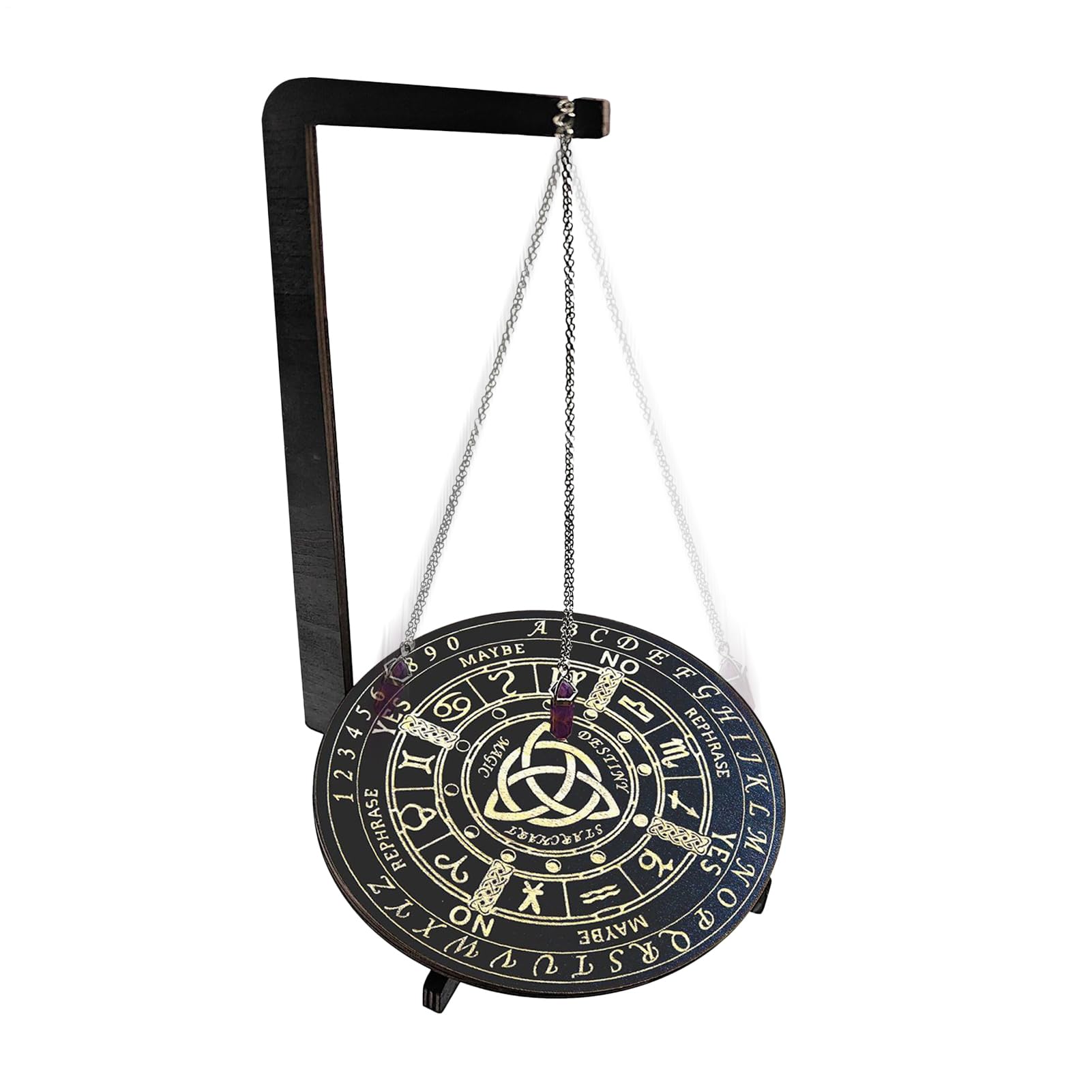 Tavola a pendolo in legno per decorazioni divinatorie, tavola divinatoria con collana di cris-tallo a pendolo per principianti, forniture per altari di stregoneria