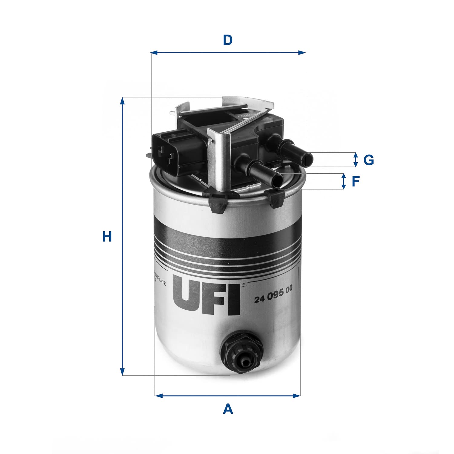 UFI Filters, Filtro Gasoil 24.095.00, Filtro de Combustible Diésel de Recambio, Apto para Coches, Apto para Modelos de Nissan