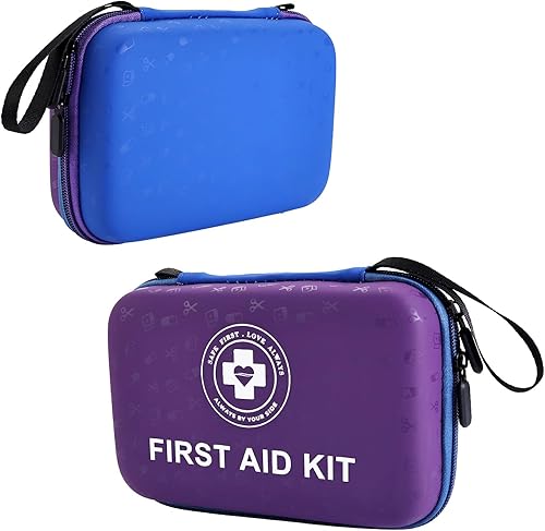 Kit de primeros auxilios de alta calidad, kit de emergencia de doble color de 305 piezas con carcasa dura y revestimiento interior fluorescente, kit