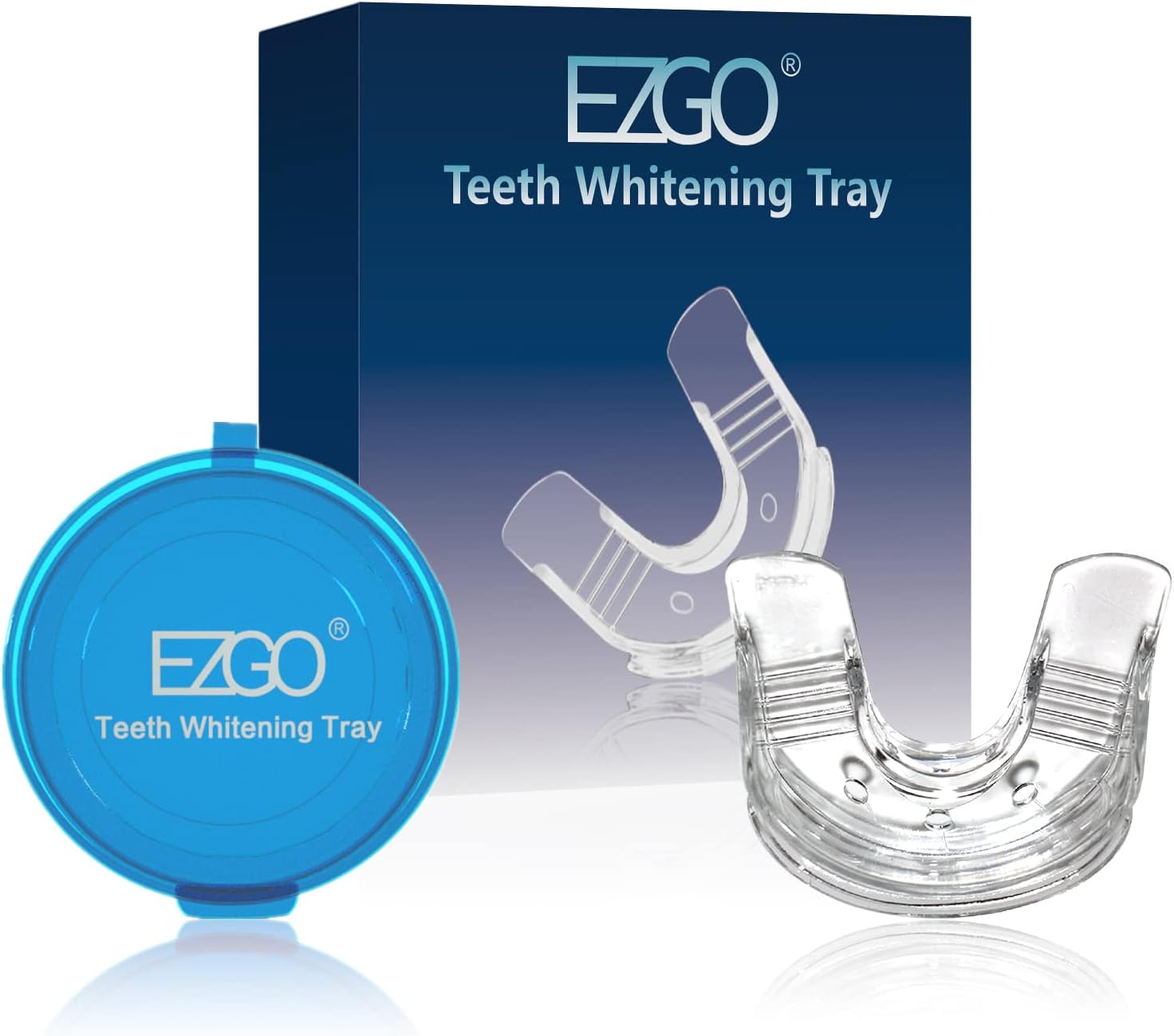 EZGO Teeth Whitening Trays Silicone Tray, Works with Tooth Whitening Light and Bleaching Gel, Comfort for All Mouth, BPA Free Mouth Night Guard for Grinding Teeth, Dental Grade, Retainer Case