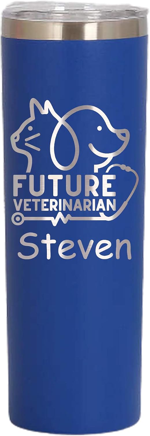Personalized Future Vet 20 oz Skinny Tumbler, White Coat Ceremony, Veterinary School Cup, Vet Office Team, Vet Assistant Cup, Stainless Steel, Insulated, Engraved, with Lid and Straw by LegacyCuts