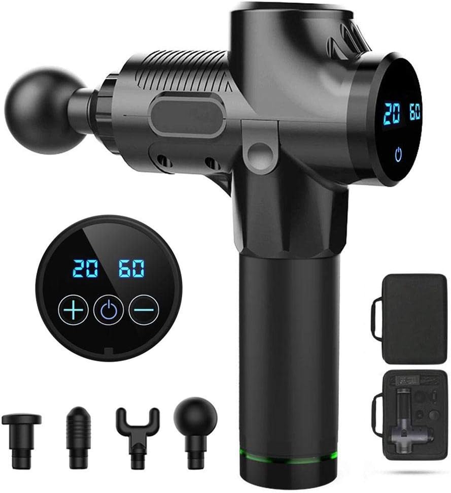 blessvt Handheld Eletronic Massage Gun Four Different Massage Heads Relaxes Muscles and Relieves Pain