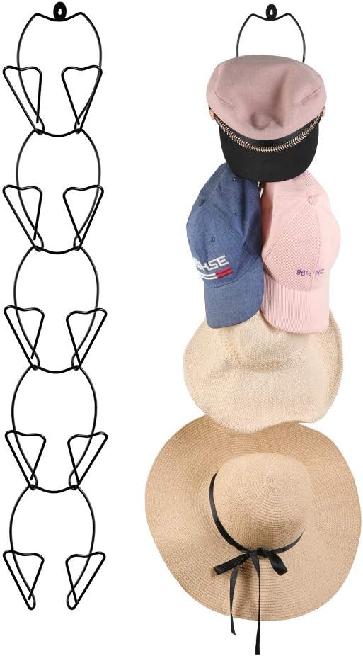 Artliving5 Pack Door & Wall Mounted Hat Rack Cap Rack Baseball Cap Towel Rack Holder Organizer for Baseball, Caps,Scarfs,Handbag,Towels Closet (Door Hooks and Sticky Hooks Includes)