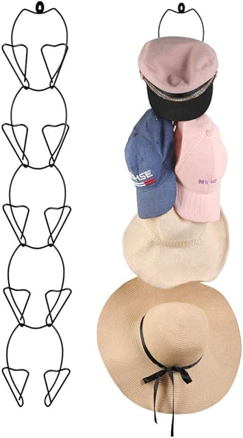 5 Pack Door & Wall Mounted Hat Rack Cap Rack Baseball Cap Towel Rack Holder Organizer for Baseball, Caps,Scarfs ,Handbag,Towels Closet (Door Hooks and Sticky Hooks Includes)