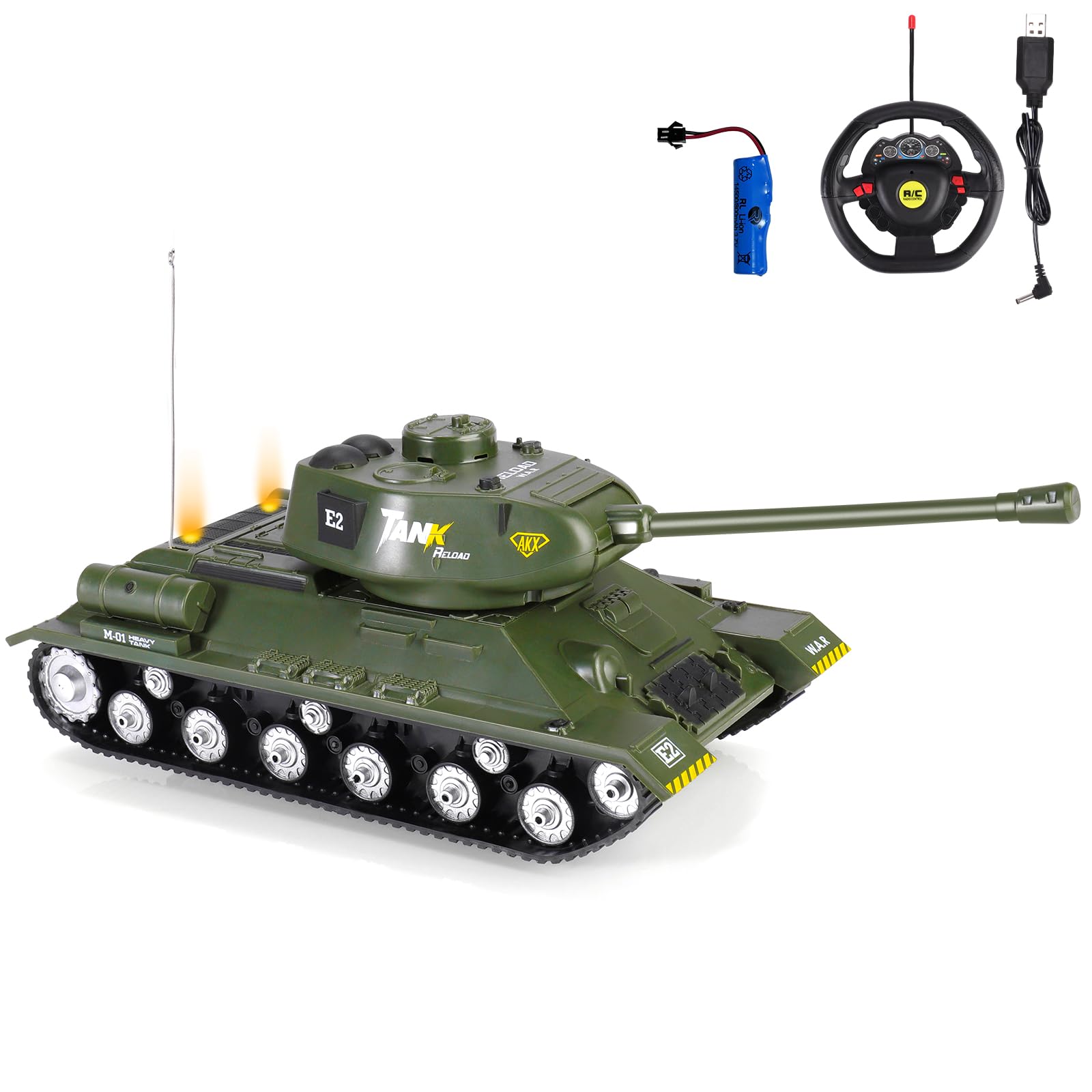 ele ELEOPTION Remote Control RC Tank with Rotating Turret and Sound Tank Toy Gift for Kids Boys Girls 3-8 Years Army Tanks Military Vehicles Toys