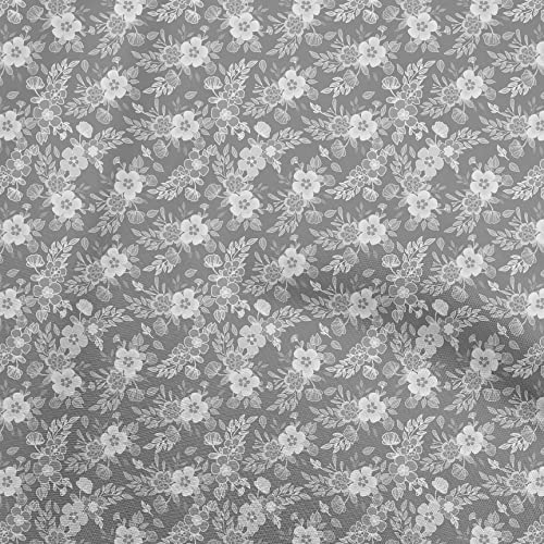 oneOone Velvet Gray Fabric Floral Sewing Craft Projects Fabric Prints By Yard 58 Inch Wide-37