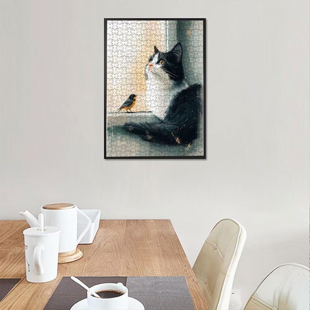 Puzzle 4000 sztuk, puzzle z ptakiem i kotem dla dorosłych 4000, drewniane puzzle, klasyczne gry edukacyjne, niemożliwe wyzwanie, gry i zajęcia rodzinne, prezent kreatywny DX0YL1-734
