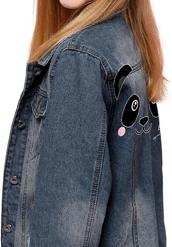 Miniatura 2 de Panda Face Kids' Denim Jacket - Amazing Present Ideas - Girls Apparel