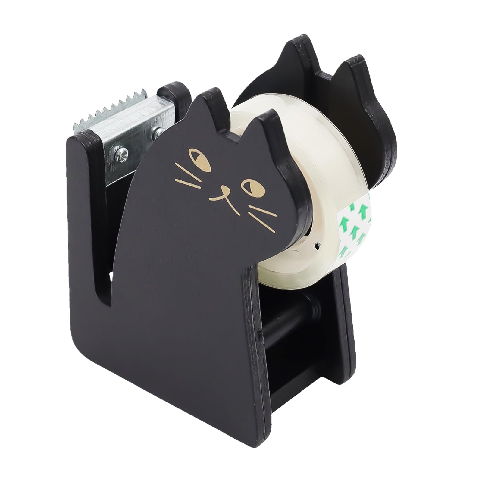 LNSYSNS Sticky Tapes Dispensers, Cute Cat Tape Cutter, Black Cellotape Holder with Tape Roll, Cellotape and Dispenser, for Home, Office and School