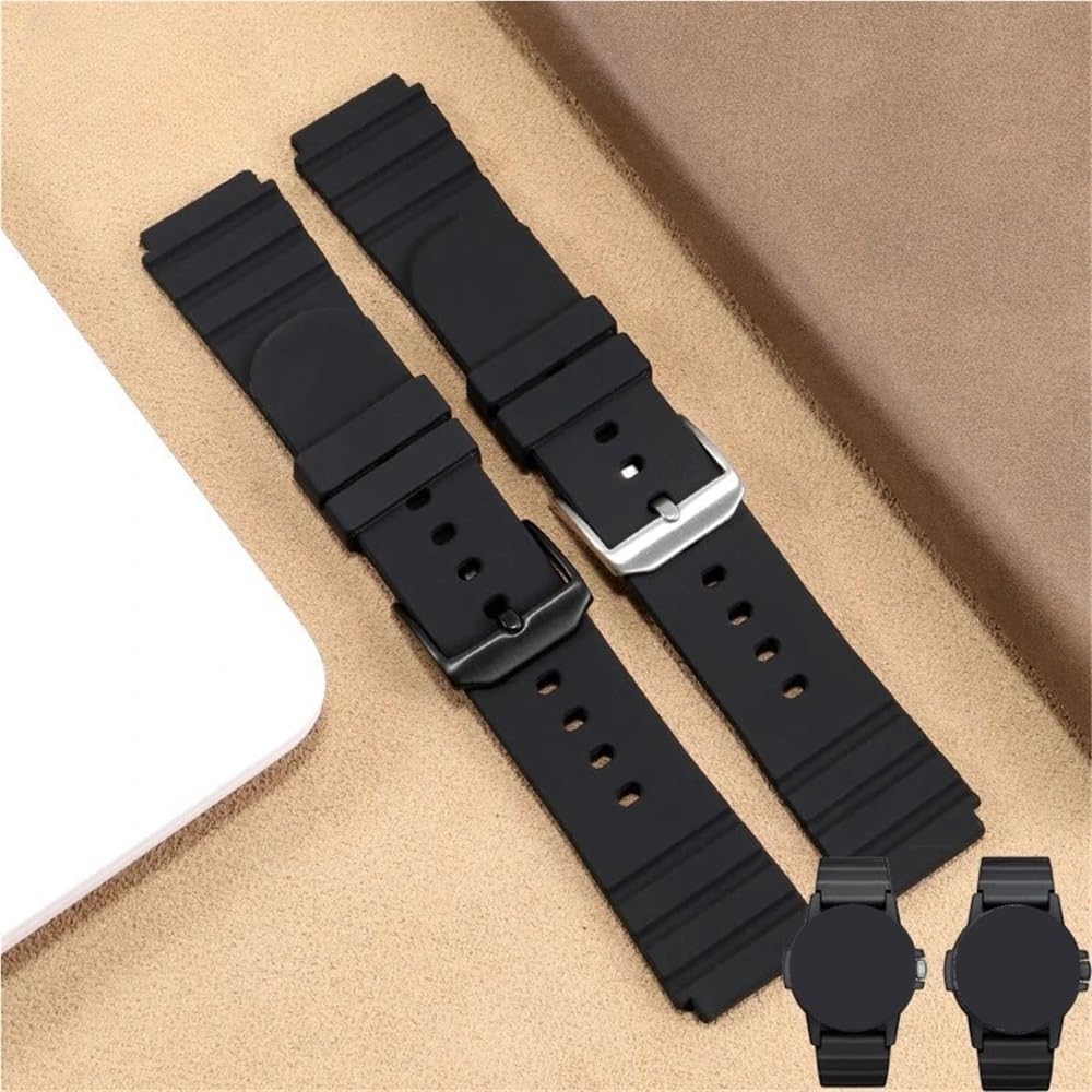 Silikon-Uhrenarmband, Silikon-Uhrenarmbänder, schwarz, wasserdicht, weiches Uhrenarmband, Silikon, Ersatz für den Außenbereich, antiallergisch, 21 mm Schnellverschluss-Ersatzarmband mit