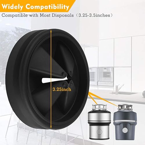 Miniatura 7 de Baffle QCB-AM, repuesto para serie Evolution, protectores contra salpicaduras para eliminación de basura, cuello completo, tapones de drenaje, Negro