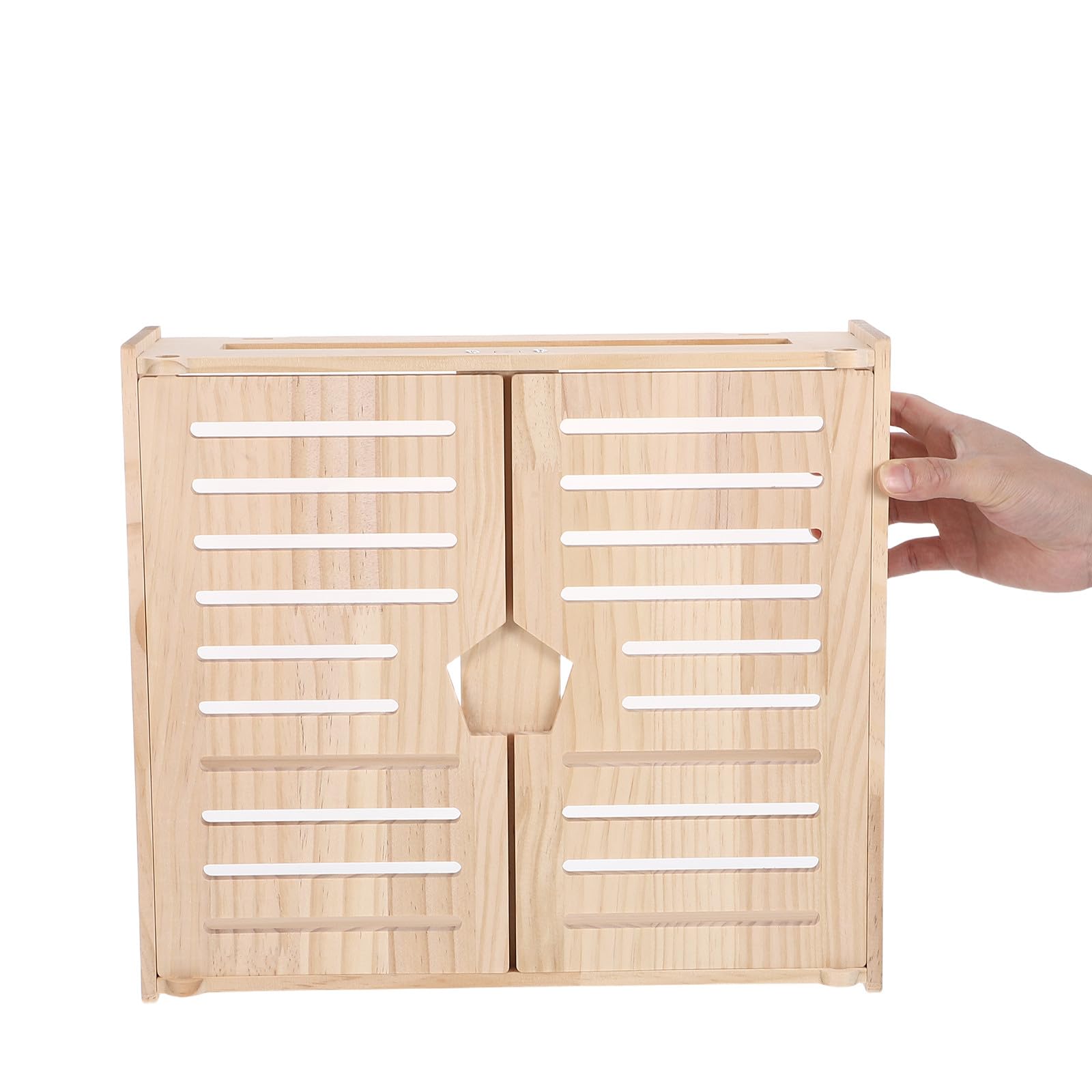 Armoire de Rangement en Bois pour Routeur, Étagère Murale à 2 Niveaux avec Rangement pour Routeur Et Multiprise Wi-FI, Dissimule Le Modem Et Les Prises pour Le Salon