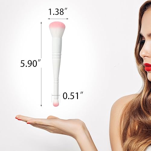 Miniatura 2 de UNIMEIX Brochas de base de maquillaje de doble punta 2 en 1, brochas de maquillaje para sombra de ojos, para mezclar base líquida, crema corrector