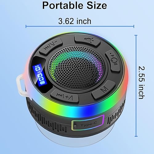 Miniatura 8 de Altavoz Bluetooth para ducha, IP7 impermeable altavoz portátil con sonido HD fuerte, luces RGB para el hogar, altavoces inalámbricos portátiles para