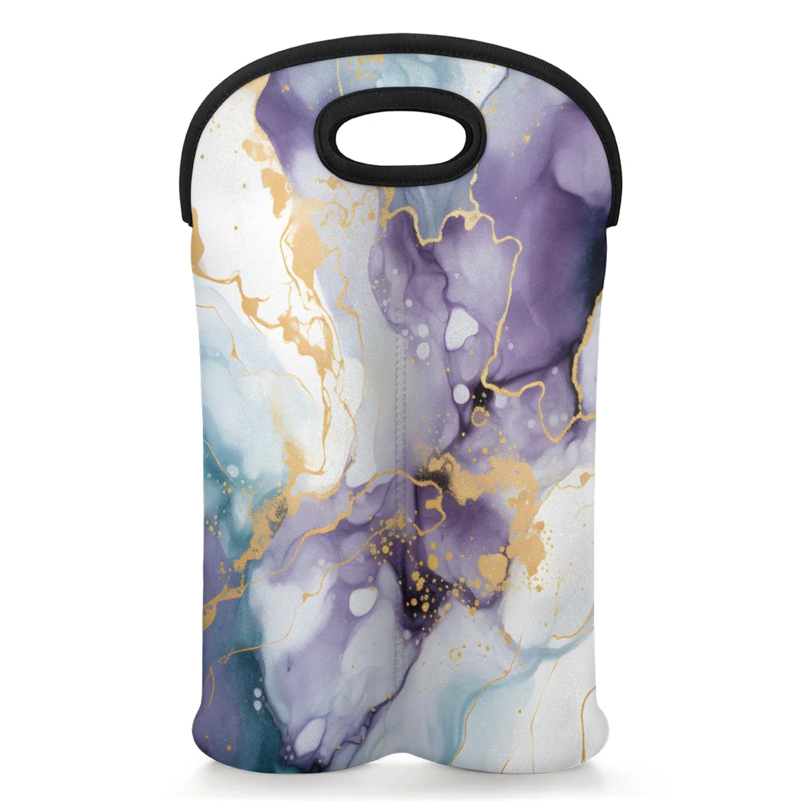 GzLeyigou 2 Bottles Gradient Marble Texture Wine Bag Sleeve Totes Neoprene Protective Wine Carrier Bag for Wine,Water, Champagne, Beer, Baby Bottles,Gift 14.5 x 10 Inches