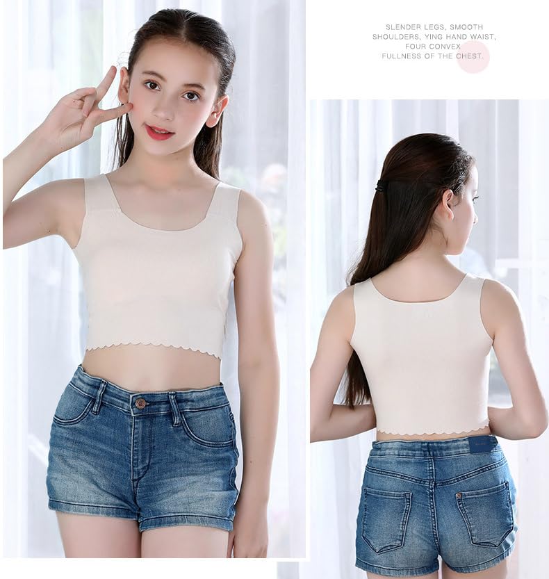 Girls Crop Cami Training Bras with Padded Sleeveless Teens Vests2