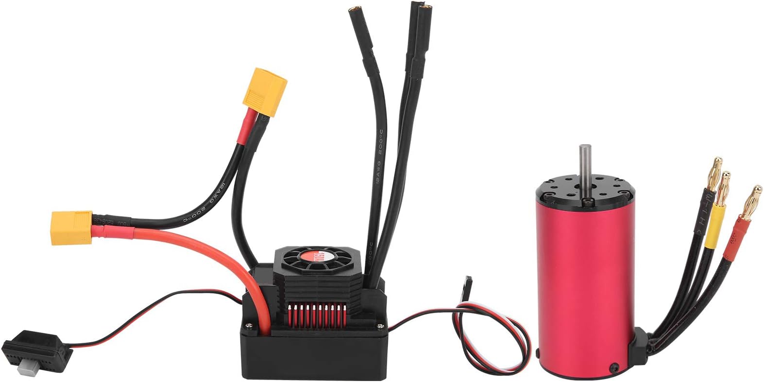VGEBY RC Motor ESC, High‑Speed CNC 1:8 Scale Remote Control Car Brushless Motor 2000KV+150A ESC with Plug RC Accessory Car Model Accessory 150A Esc