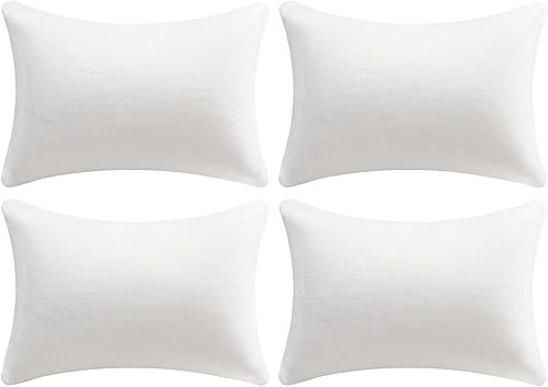 AM AEROMAX Almohada de 12 x 20 pulgadas (paquete de 4) de espuma viscoelástica de apoyo lumbar rectangular para cojín decorativo, cama, sofá, sin