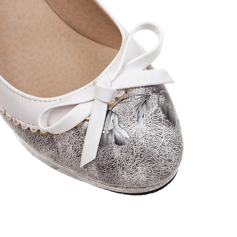 SEIFIN Women's Sweet Mary Jane Shoes Cute Vintage Chunky High Block Heel Women Pumps with Bow and Ankle Strap Flower Printing Cosplay Rockabilly Kawaii Marriage Dress Shoes3