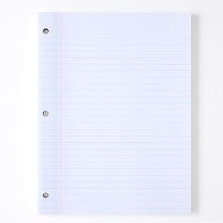 Amazon Basics Loose Leaf Paper, Wide Ruled Paper, Reinforced, 3 Hole Punched, 150 Sheets, 10.5" x 8", 1 pack, White