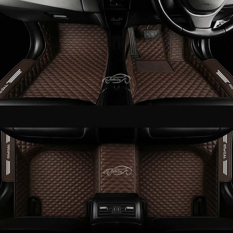 Image of Premium 7D Car Floor Mat Full Set for Mahindra Xuv 700 7 Seater | Luxury Leather with Detachable Curly /Grass Car Foot Mat with Heal Pad | 100% Waterproof & Anti-Skid (Coffee Coffee)