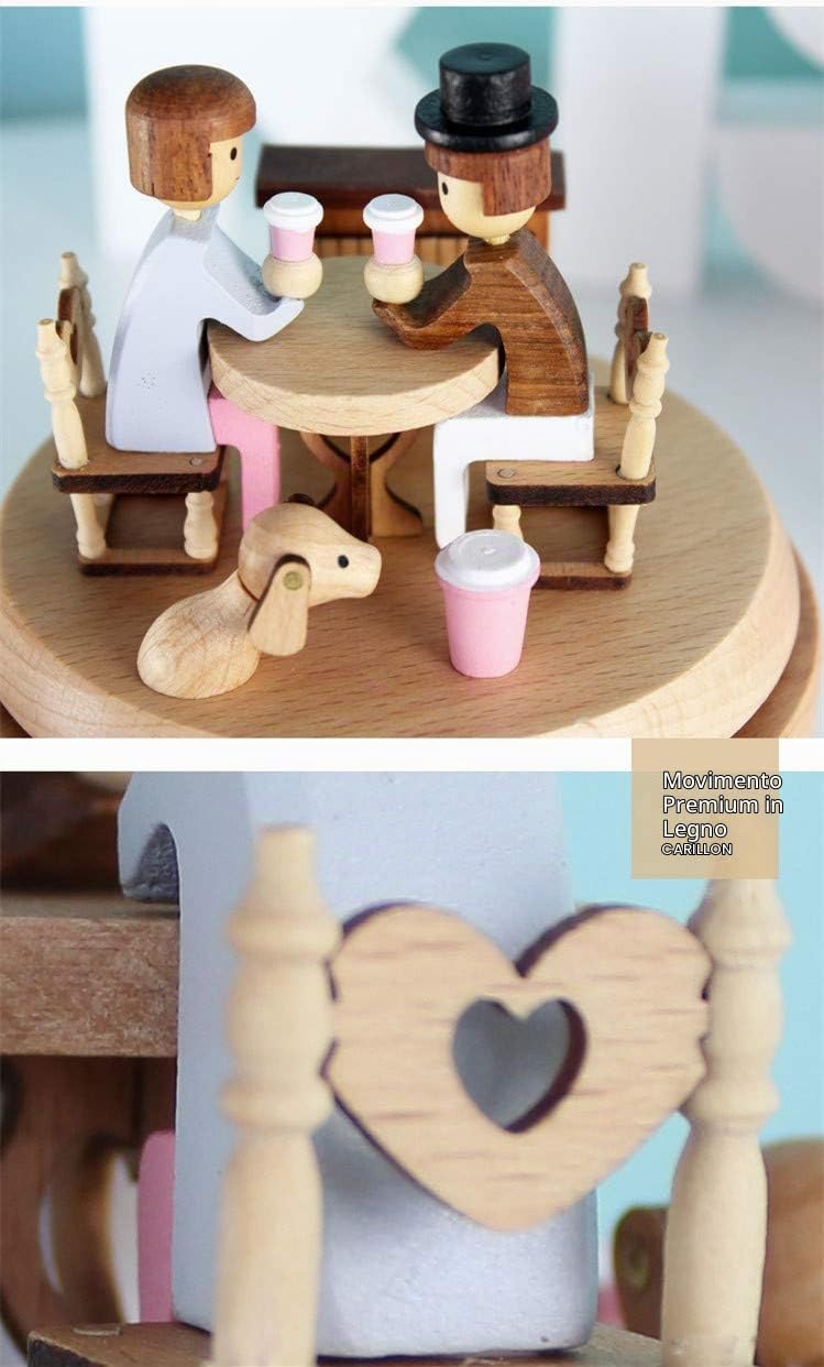 Scenari Innovativo Carillon di Legno, Premium Creativo Mano Manovella Artigianato in Legno Scatola di Musica - Incontri - Migliore Regalo e Decorazioni Idea per Il Compleanno, Natale