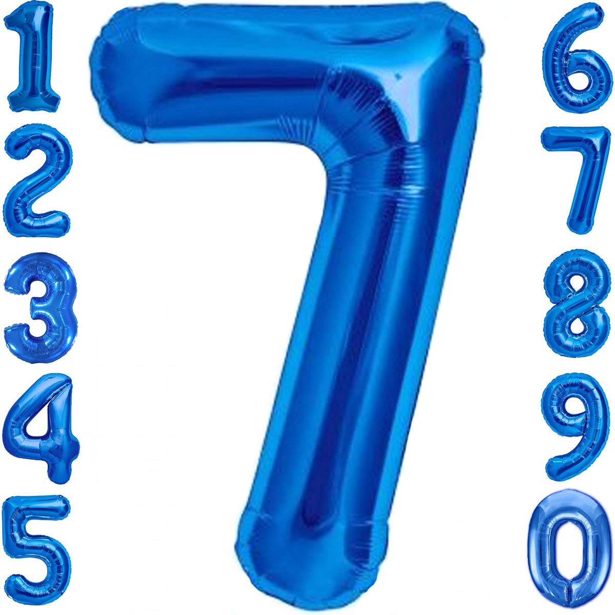 Luftballon 7. Geburtstag Zahl 7 Blau XXL Riesen Folienballon 100cm Geburtstagsdeko Jungen Ballon Zahl Deko zum Geburtstag. Fliegt mit Helium.