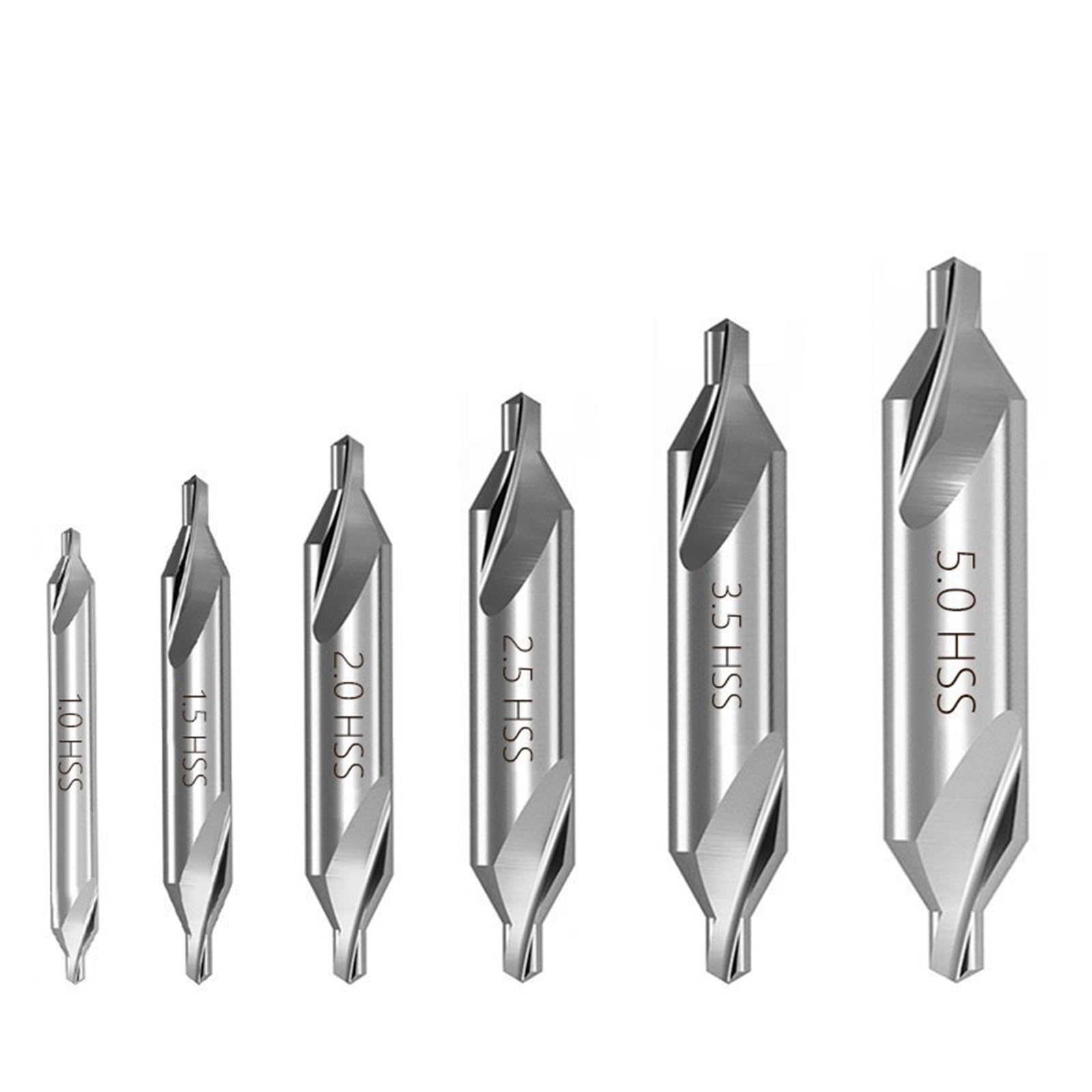 Kombinowany zestaw wierteł centralnych HSS 1-5 mm 60 stopni do obróbki metalu wiertło otworowe wiertło do metalu 4/5/6/7/8/10 szt. (zestaw 6 szt. B 1,0-5,0 mm)