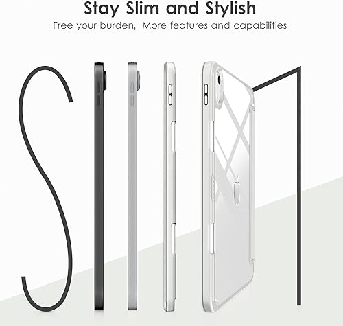Miniatura 6 de DTTOCASE - Funda para iPad de 10. generación de 2022, 10.9, reverso transparente y marco de poliuretano termoplástico antigolpes (con portalápiz y